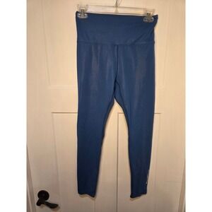 WodBottom Blue Metallic Faux Leather High Waisted Athletic Leggings Small
